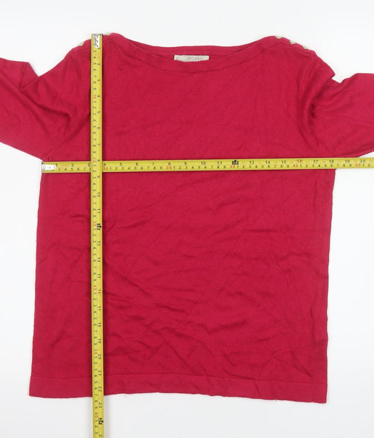 Hobbs Women Red Knit Long Sleeve Boat Neck Blouse M