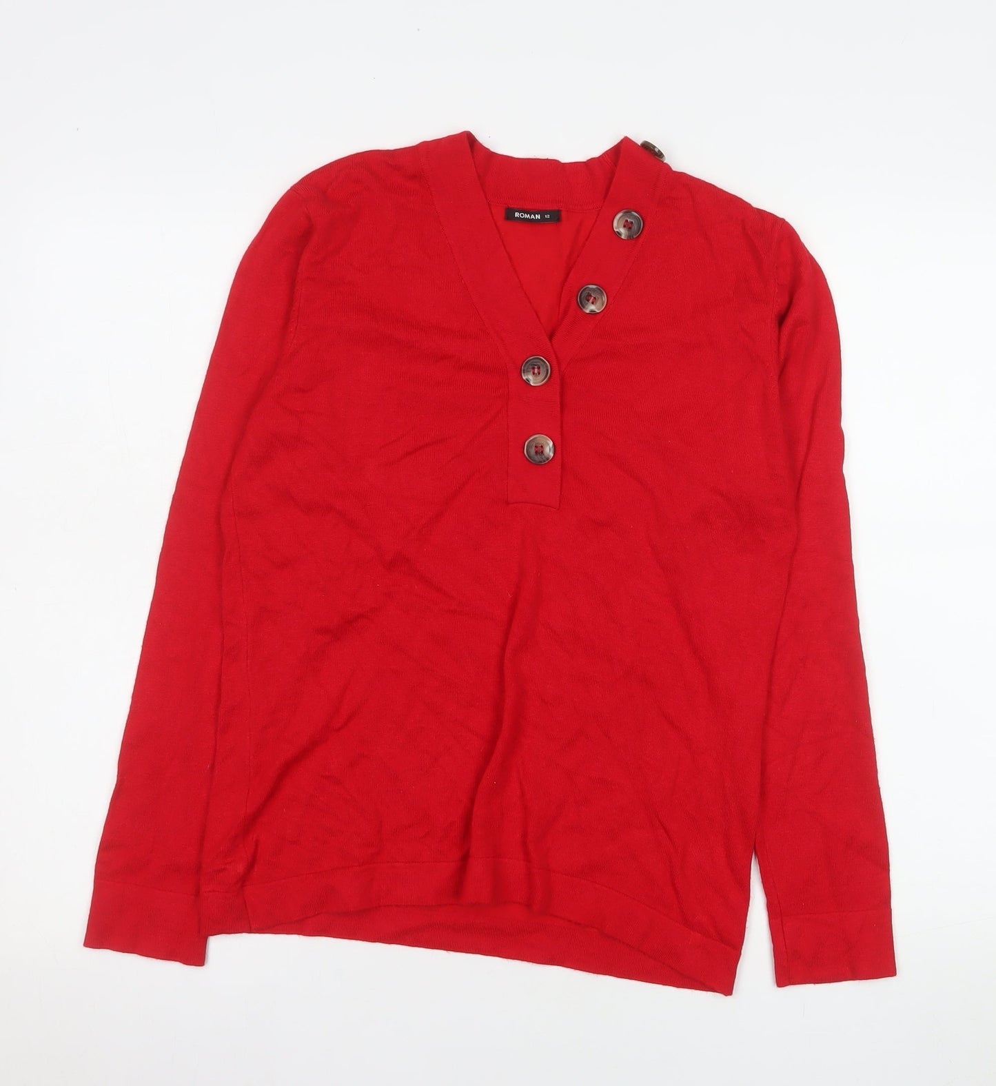 Womens UK Size 12 Roman Red Basic Blouse