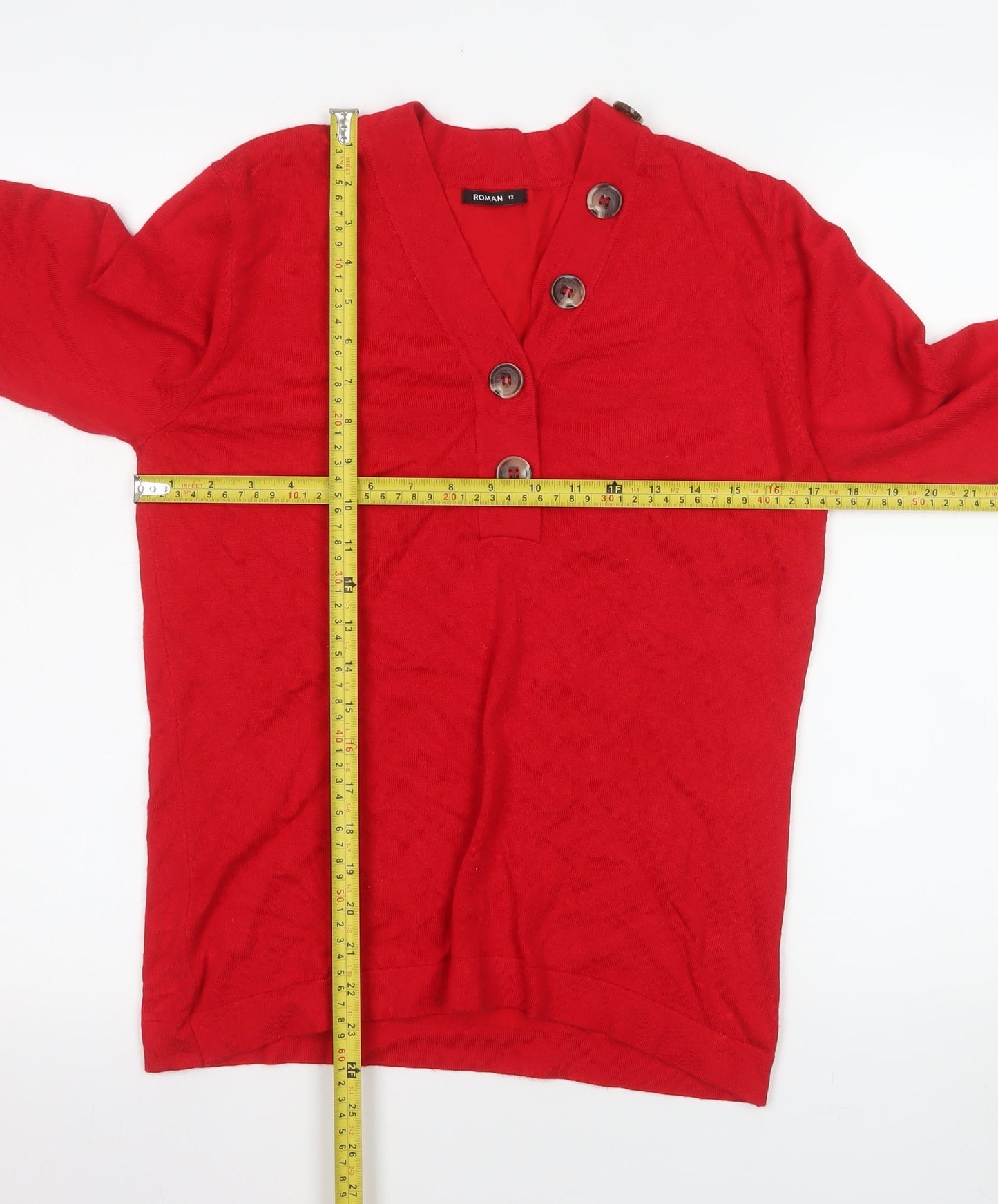 Womens UK Size 12 Roman Red Basic Blouse