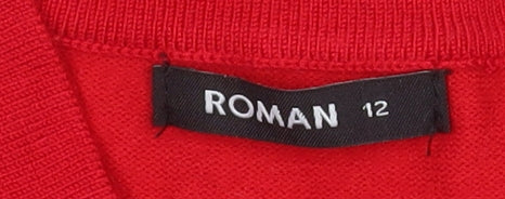 Womens UK Size 12 Roman Red Basic Blouse