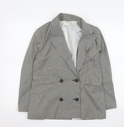 Topshop Women Black Check Double-Breasted Blazer UK 8