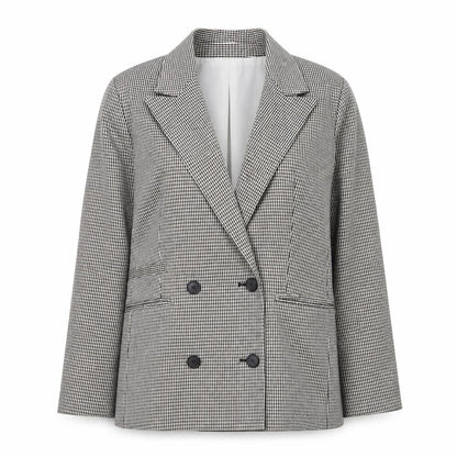 Topshop Women Black Check Double-Breasted Blazer UK 8