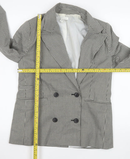 Topshop Women Black Check Double-Breasted Blazer UK 8