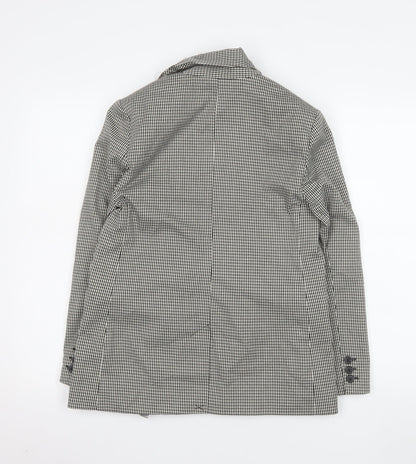 Topshop Women Black Check Double-Breasted Blazer UK 8