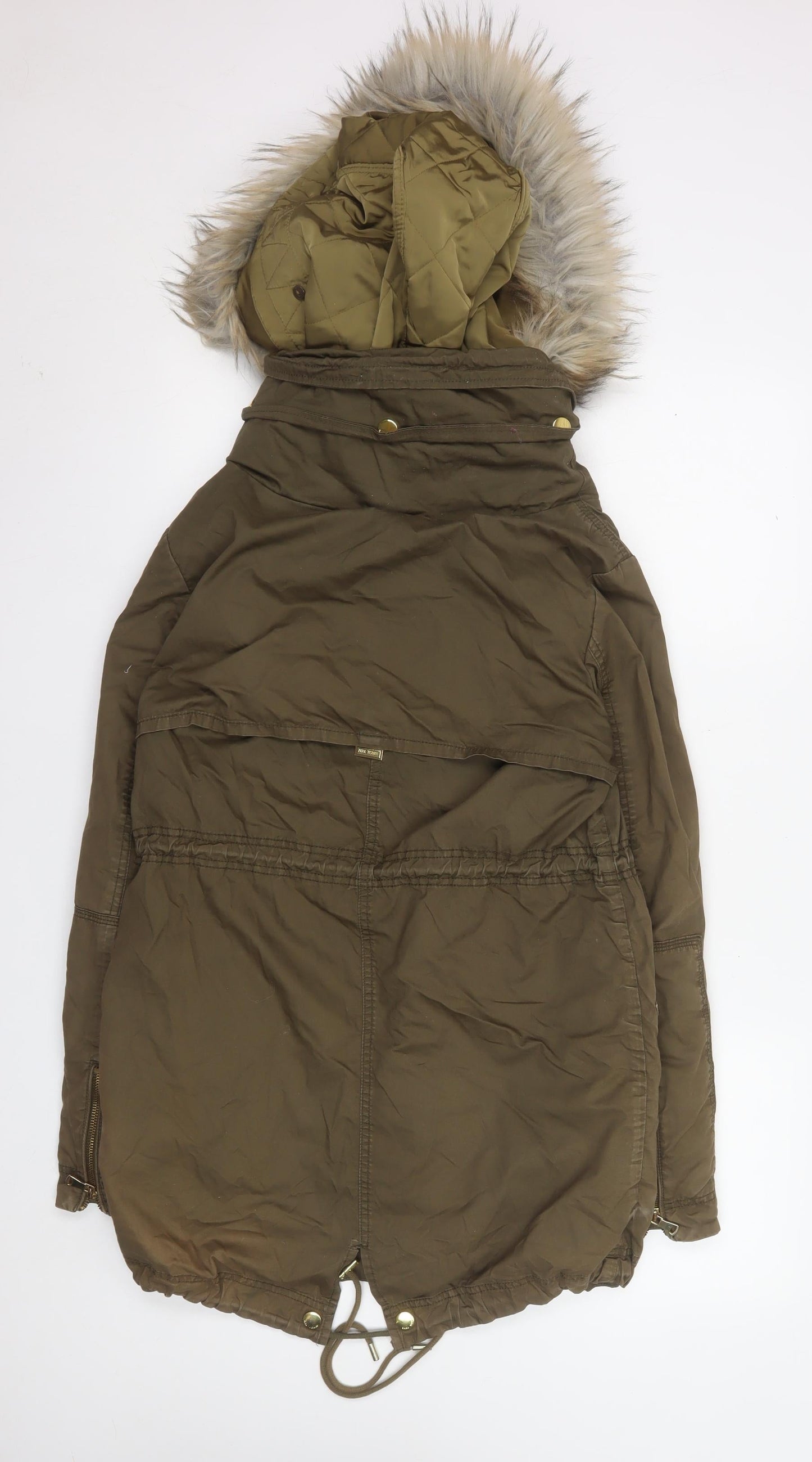 Womens UK Size XS Zara Brown Parka Coat