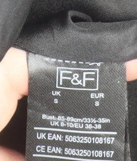 Womens UK Size S F&F Black Puffer Jacket