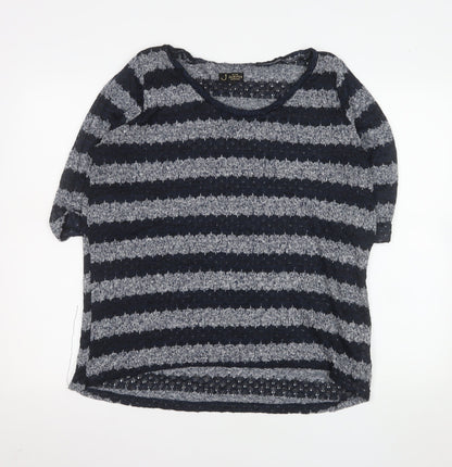 New Look Women Blue Striped Knit Short Sleeve T-Shirt Size 18