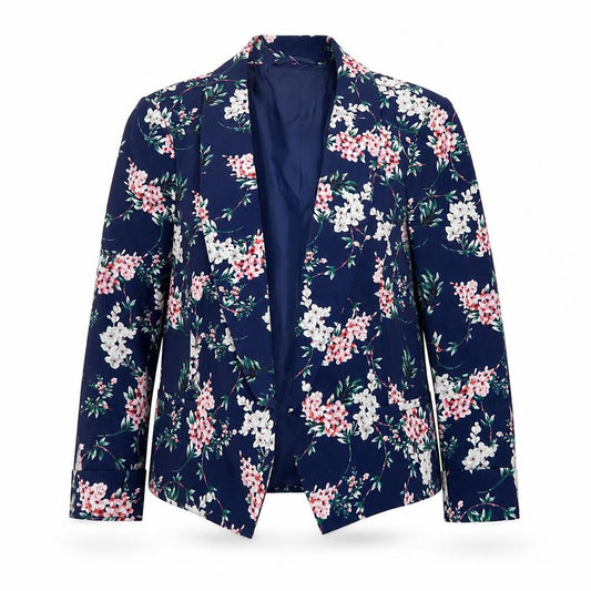 Papaya Women Navy Floral Blazer Jacket Size 14 Polyester Lined