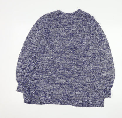 Bella di Notte Women Blue Cardigan Size 12 Open Knit Cotton Blend