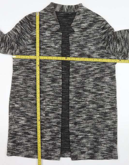 Nutmeg Womens Grey Knit Mid-Length Coatigan Size 18 Open Front
