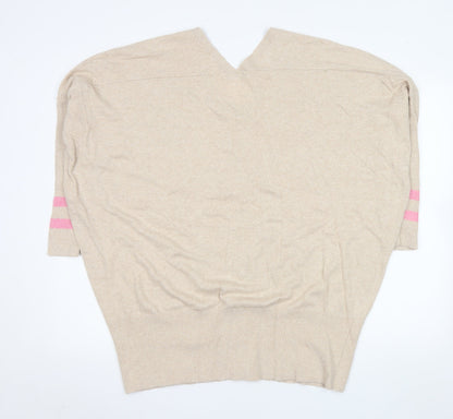 Mint Velvet Womens Beige Full Zip V-Neck Knit Jumper Size M