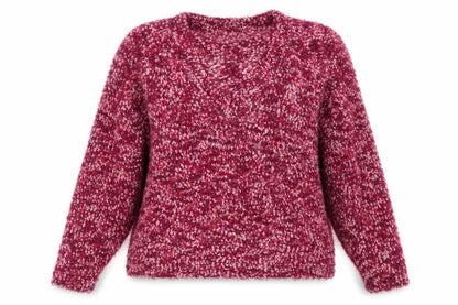 Tu Women Pink L Chunky-Knit V-Neck Pullover Jumper