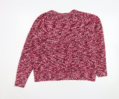 Tu Women Pink L Chunky-Knit V-Neck Pullover Jumper