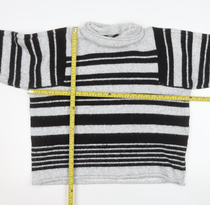 Next Women’s Grey & Black Striped Roll Neck Knit Jumper Size 16