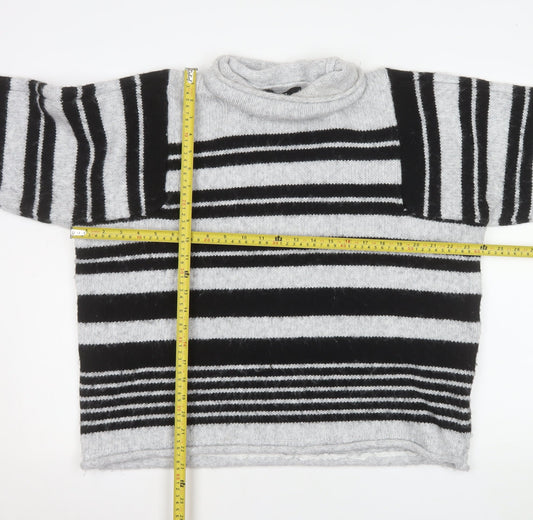 Next Women’s Grey & Black Striped Roll Neck Knit Jumper Size 16