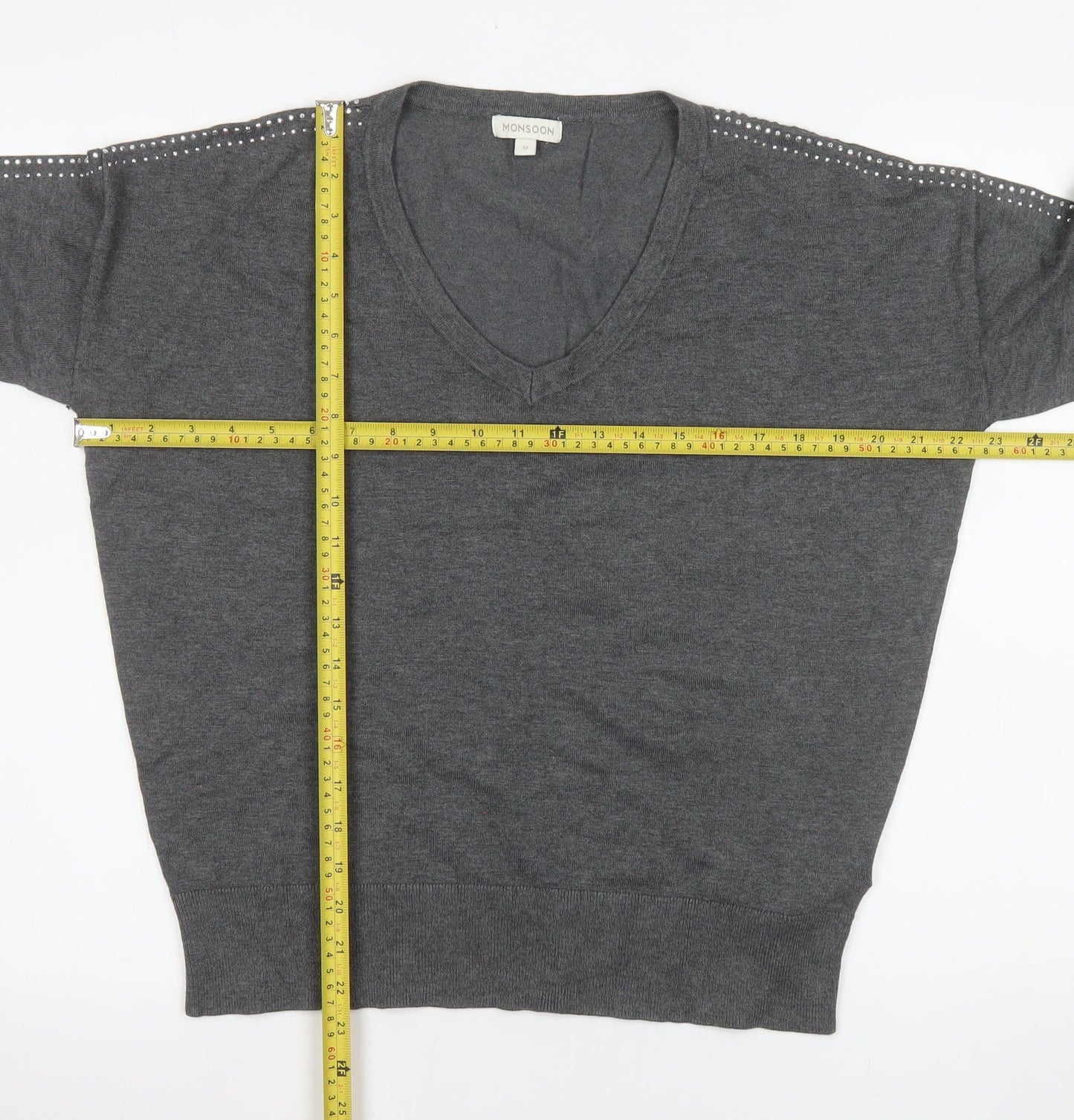 Womens UK Size M Monsoon Grey Pullover Jumper