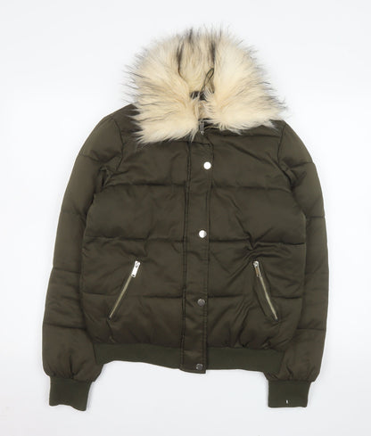 Womens UK Size 10 River Island Green Puffer Jacket