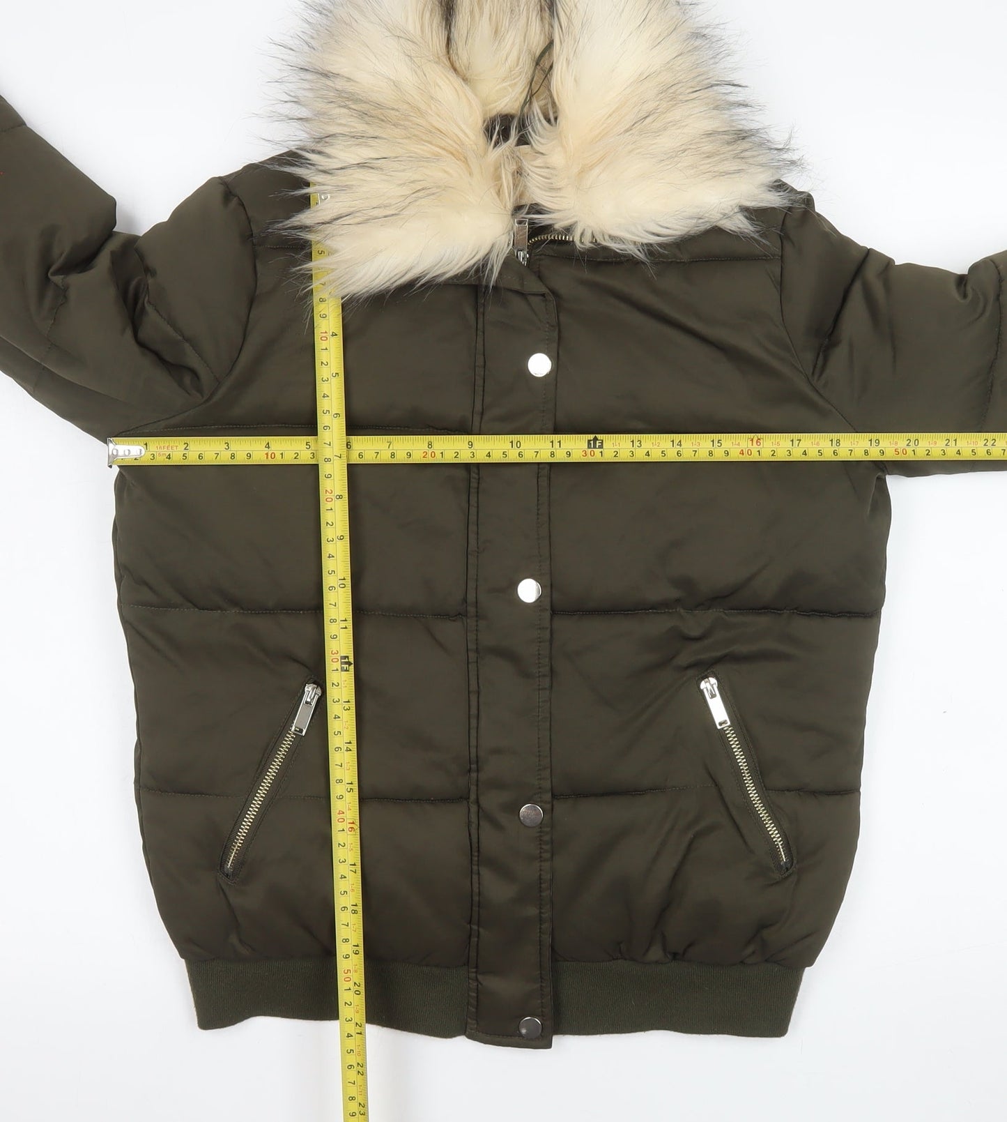 Womens UK Size 10 River Island Green Puffer Jacket
