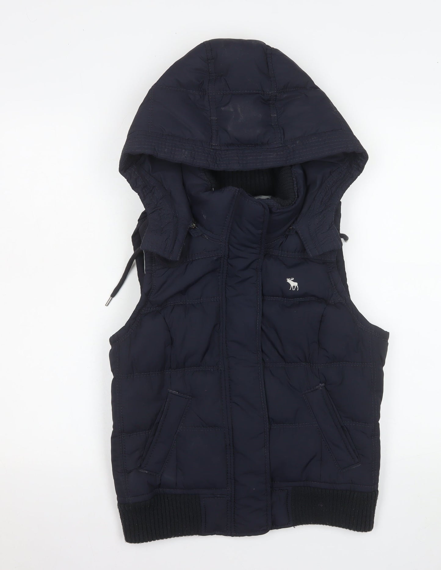 Abercrombie & Fitch Men's Blue Puffer Hooded Waistcoat L