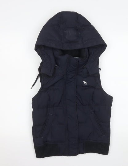 Abercrombie & Fitch Men's Blue Puffer Hooded Waistcoat L