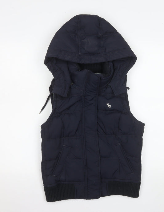 Abercrombie & Fitch Men's Blue Puffer Hooded Waistcoat L