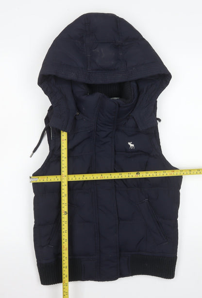 Abercrombie & Fitch Men's Blue Puffer Hooded Waistcoat L