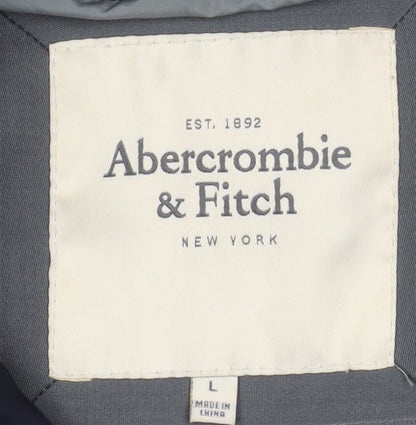 Abercrombie & Fitch Men's Blue Puffer Hooded Waistcoat L