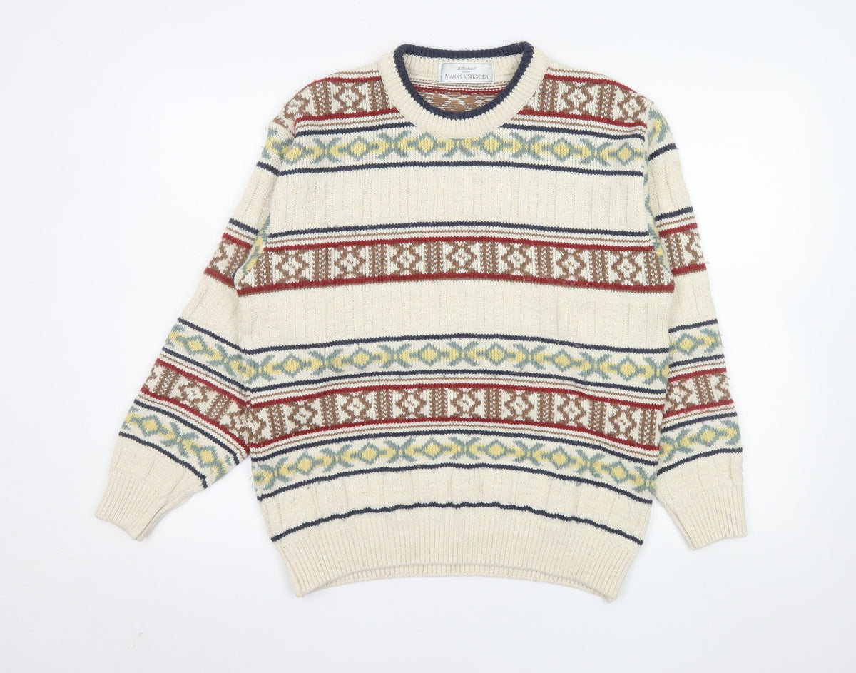 Mens UK Size S Marks and Spencer Beige Pullover Jumper