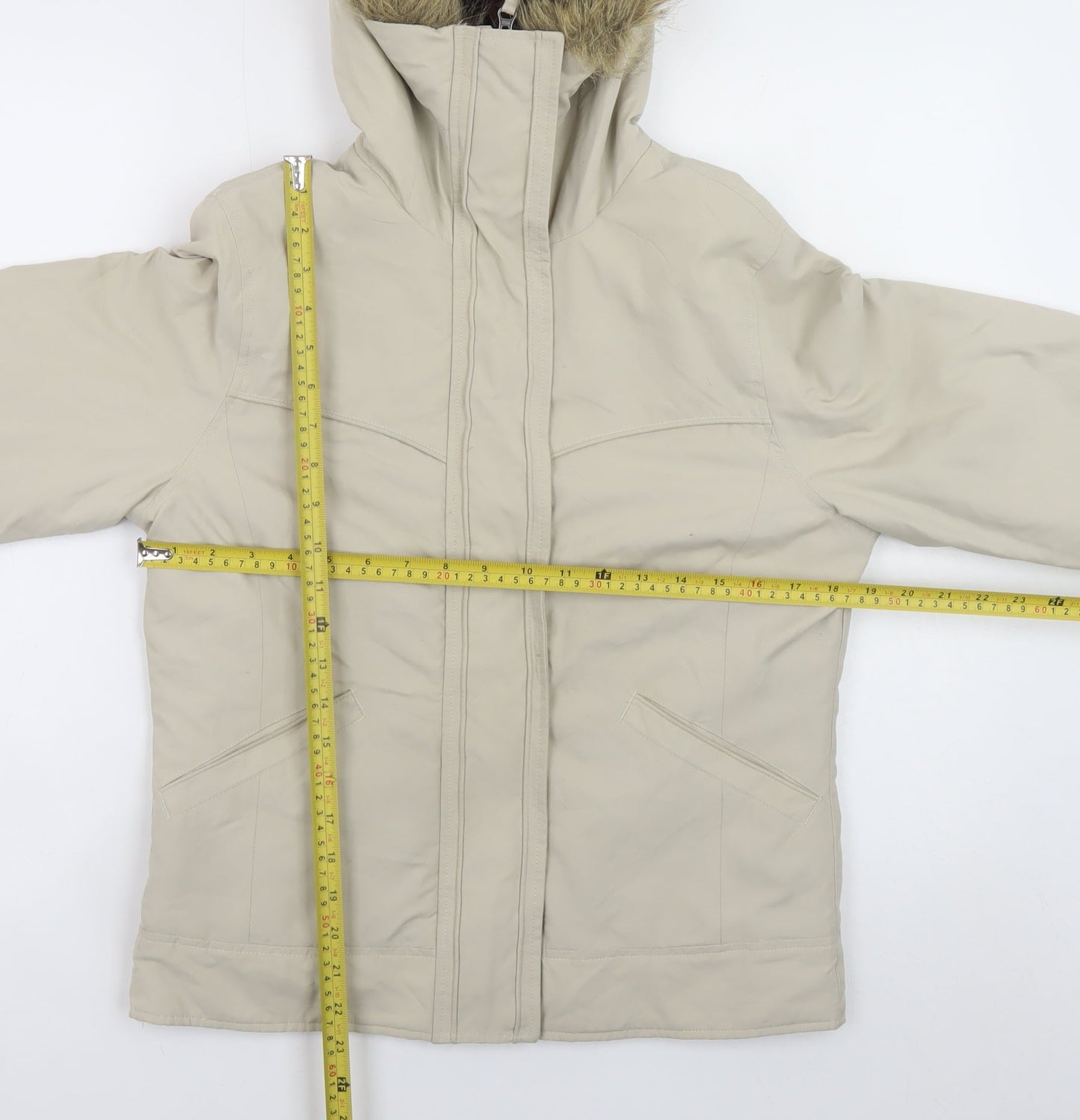 Womens UK Size 10 Denim Co Beige Parka Coat