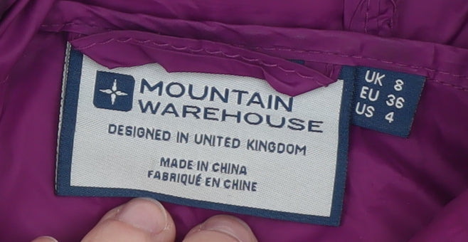 Womens UK Size 8 Mountain Warehouse Purple Puffer Jacket
