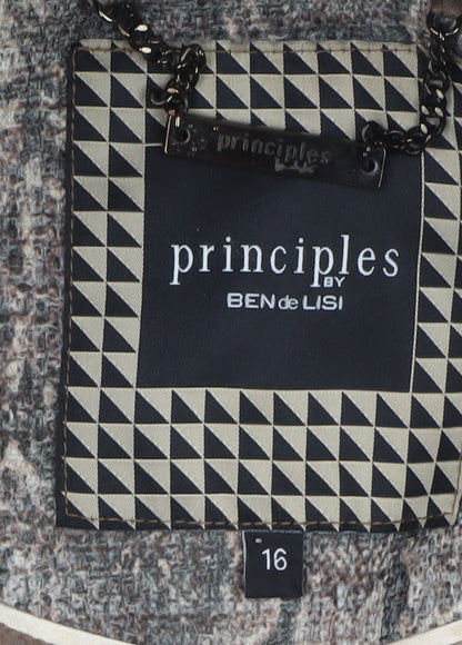 Principles by Ben de Lisi Women's Grey Animal Print Mid-Length Overcoat Size 16
