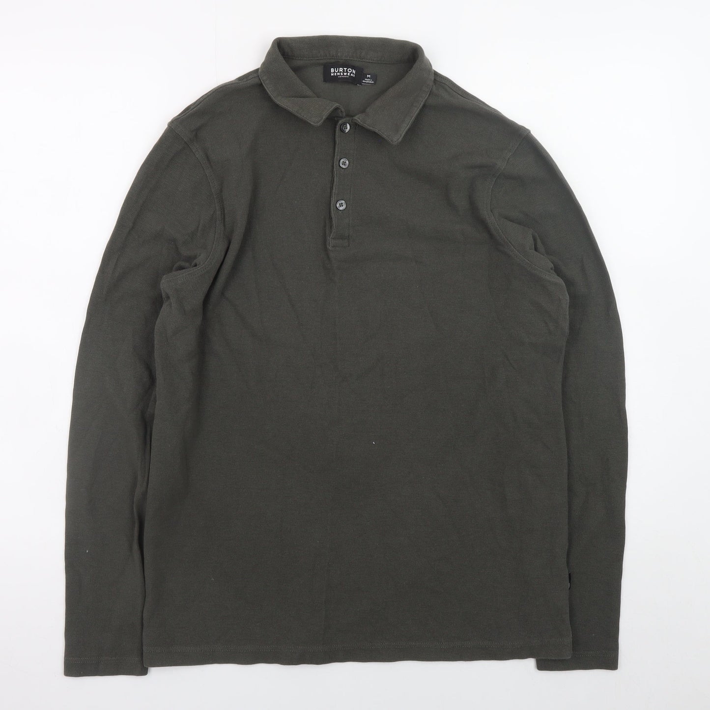 Burton Menswear Men's Green Long Sleeve Cotton Polo Shirt M