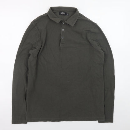 Burton Menswear Men's Green Long Sleeve Cotton Polo Shirt M