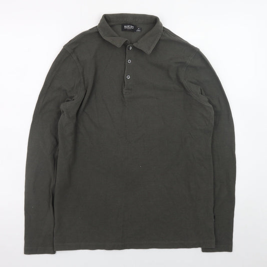 Burton Menswear Men's Green Long Sleeve Cotton Polo Shirt M