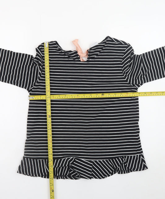 Jacqueline de Yong Womens Black Striped Bow Tunic Blouse Size 12