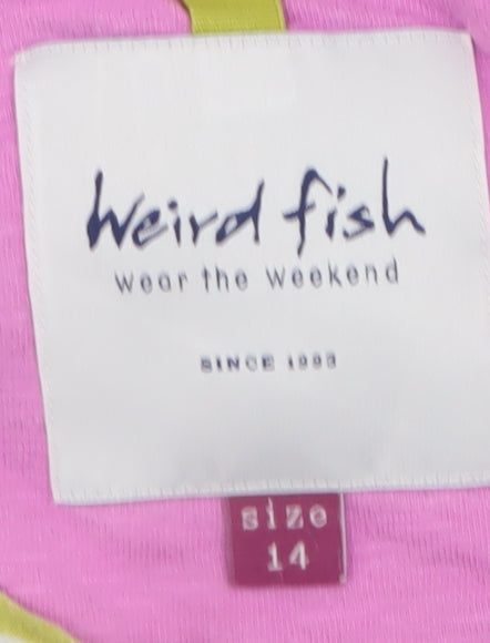 Womens UK Size 14 Weird Fish Multicoloured Jersey T-Shirt