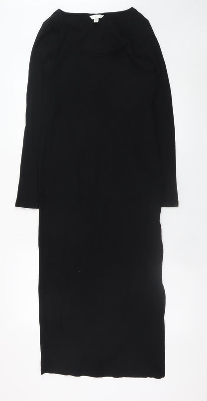 H&M Mama Women's Black Midi Bodycon Maternity Dress Size 12