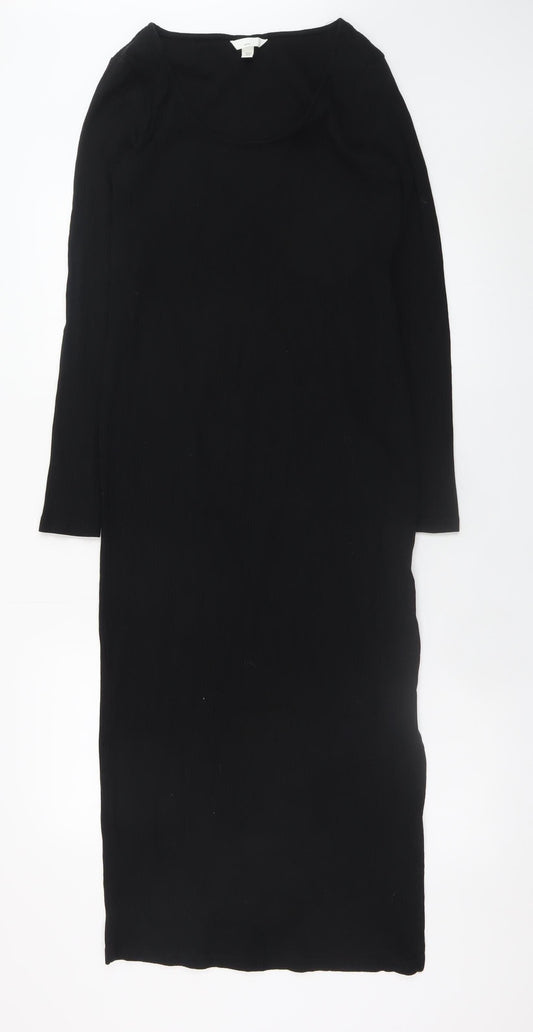 H&M Mama Women's Black Midi Bodycon Maternity Dress Size 12