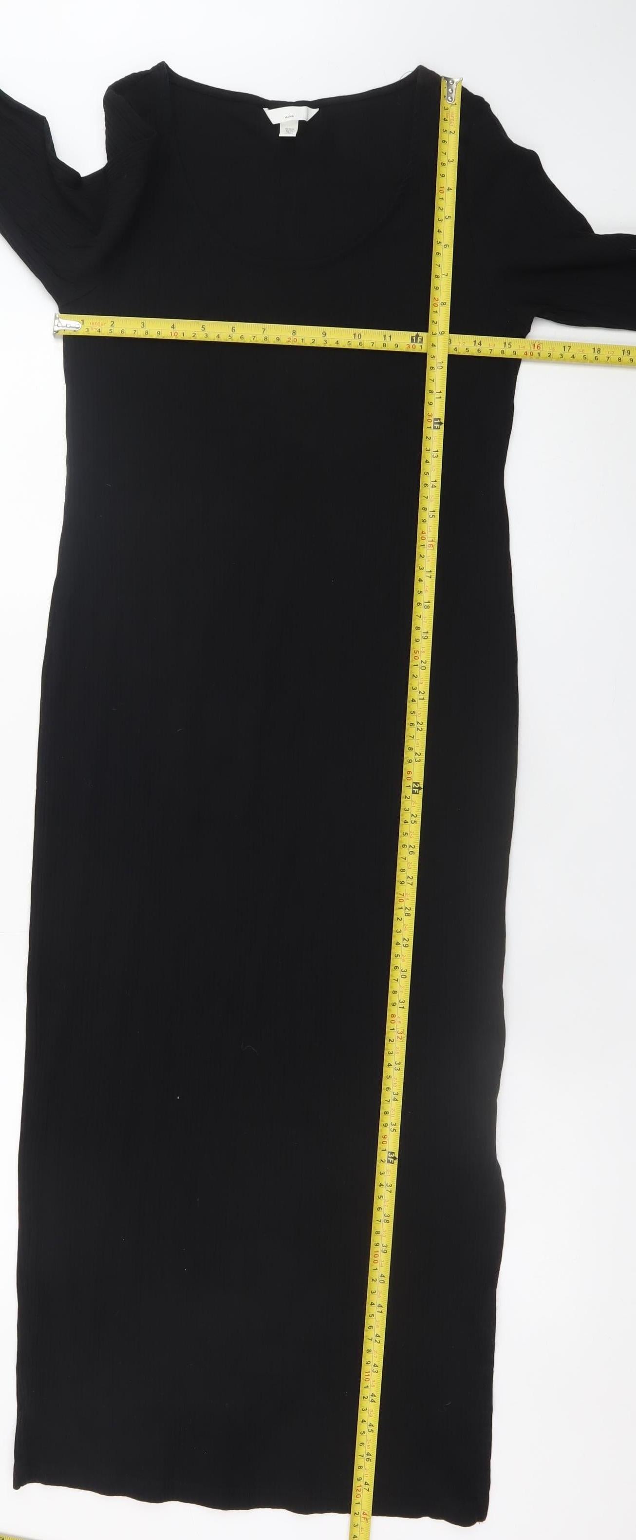 H&M Mama Women's Black Midi Bodycon Maternity Dress Size 12