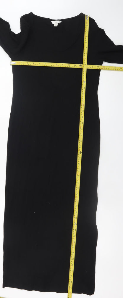 H&M Mama Women's Black Midi Bodycon Maternity Dress Size 12