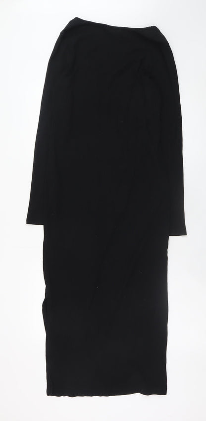 H&M Mama Women's Black Midi Bodycon Maternity Dress Size 12