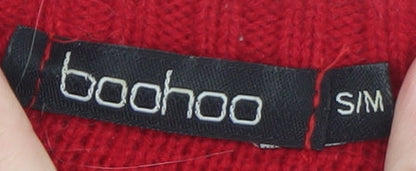 Womens UK Size S Boohoo Red Pullover Jumper