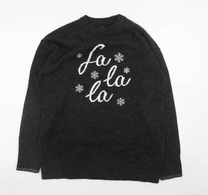 New Look Women's Black Christmas Pullover Jumper Size S