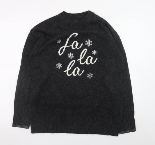 New Look Women's Black Christmas Pullover Jumper Size S