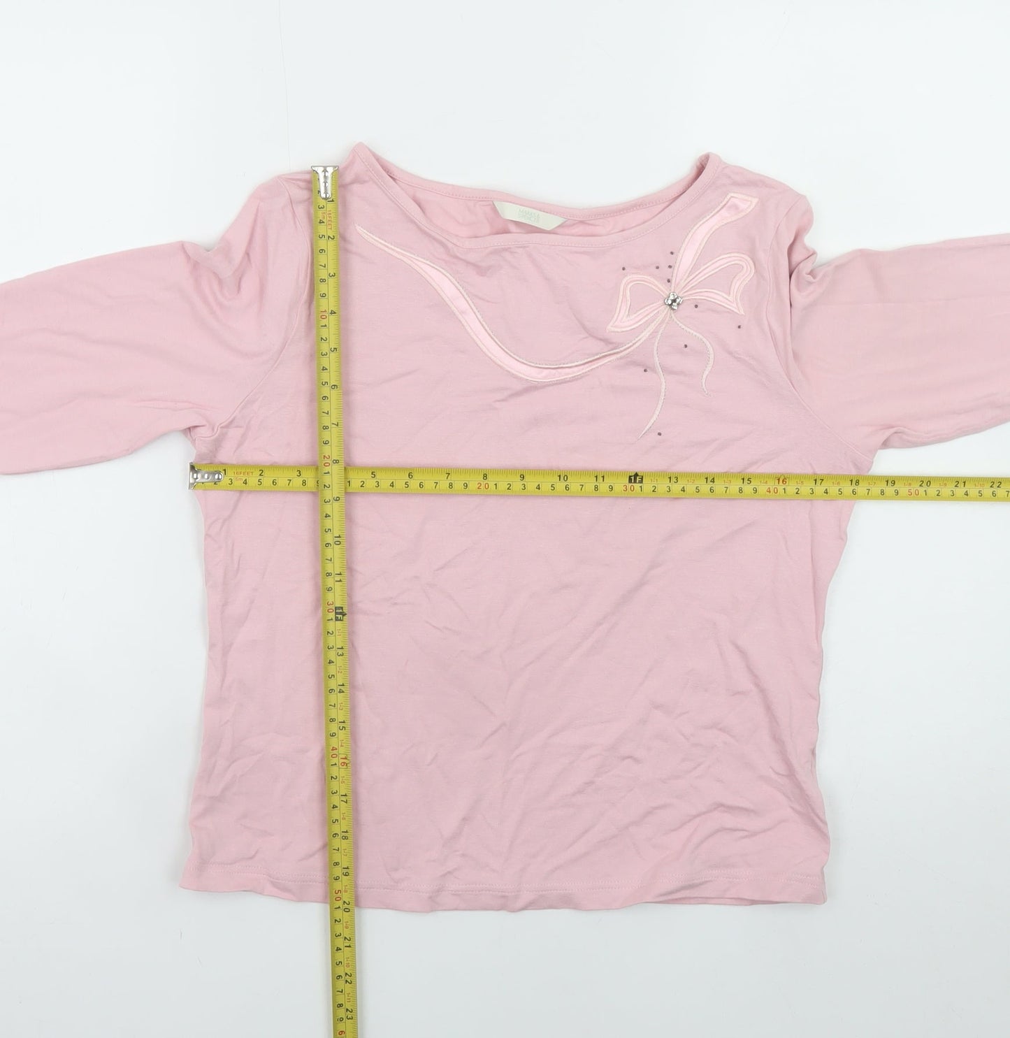 Womens UK Size 10 Marks and Spencer Pink Basic T-Shirt