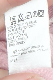 Womens UK Size 10 Marks and Spencer Pink Basic T-Shirt