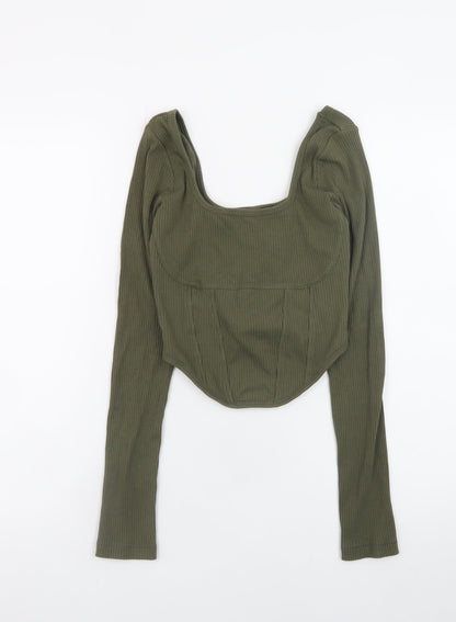 Womens UK Size M Victoria's Secret PINK Green Cropped T-Shirt