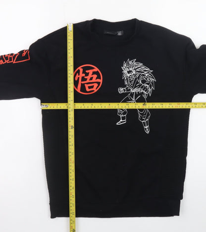 Dragon Ball Z Boys Black Sweatshirt 11-12 Years Graphic Print Crew Neck