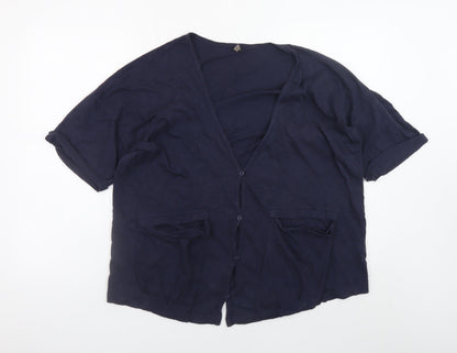 Womens UK Size 12 Topshop Blue Basic Button-Up