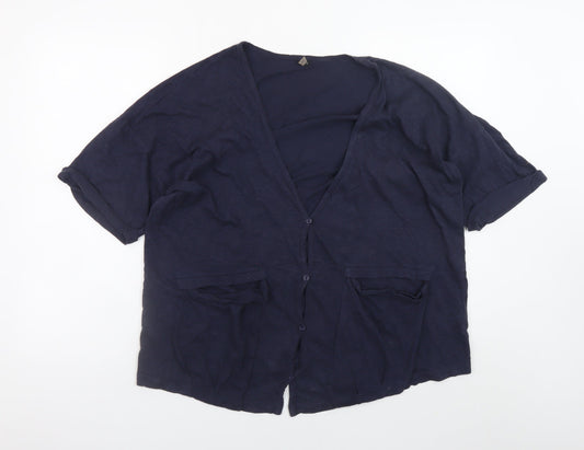 Womens UK Size 12 Topshop Blue Basic Button-Up
